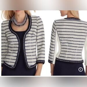 White House Black Market Striped Blazer - Navy and White with sparkling accents